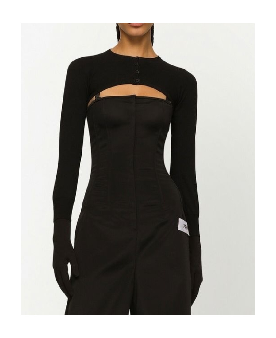Dolce & Gabbana Black Black Cropped Cardigan In Black