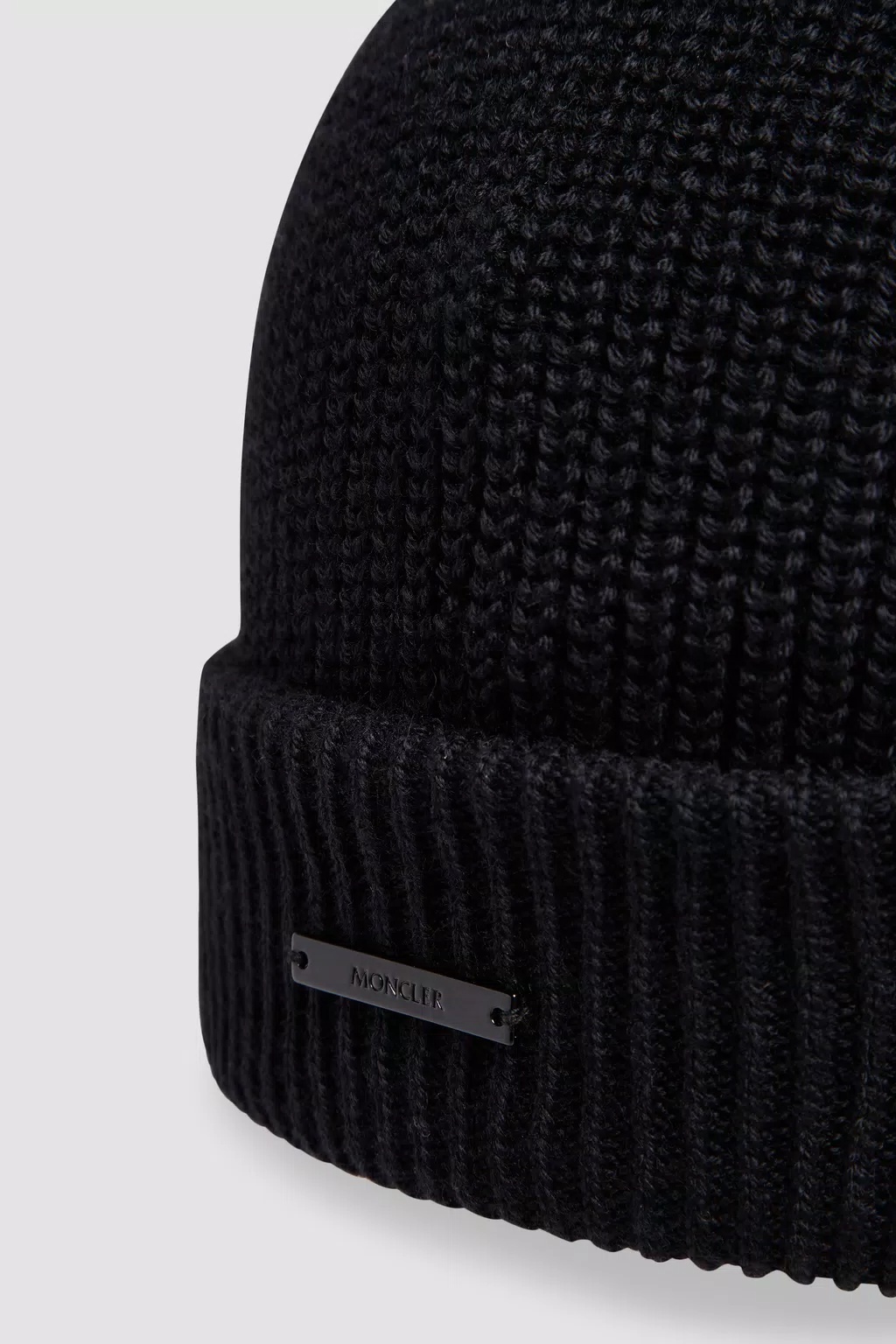 Moncler Logo-patch Ribbed Beanie In Black