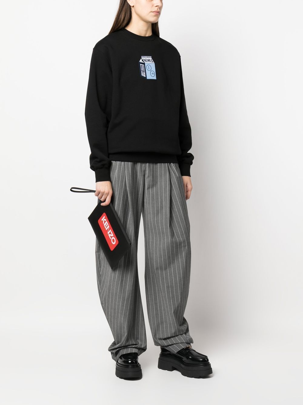 KENZO KENZO LOGO PRINTED ZIPPED LARGE CLUTCH BAG