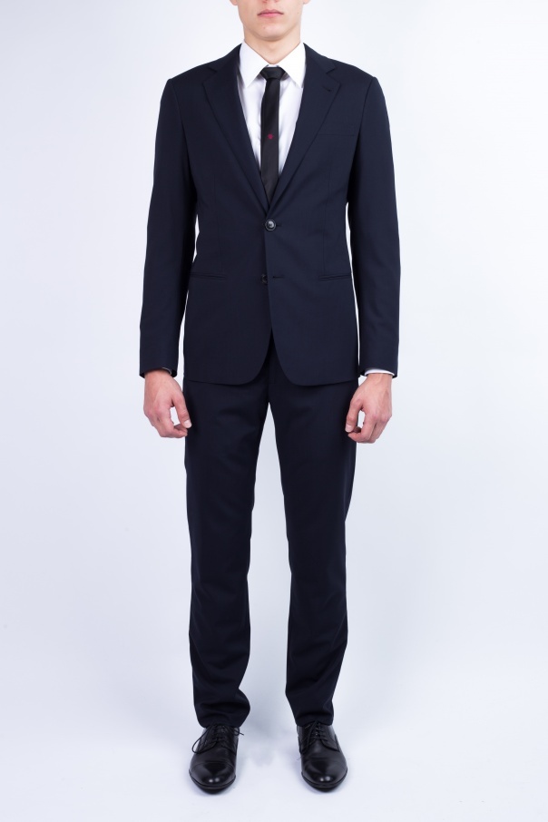 Giorgio Armani Long Sleeved Suit Jacket In Black