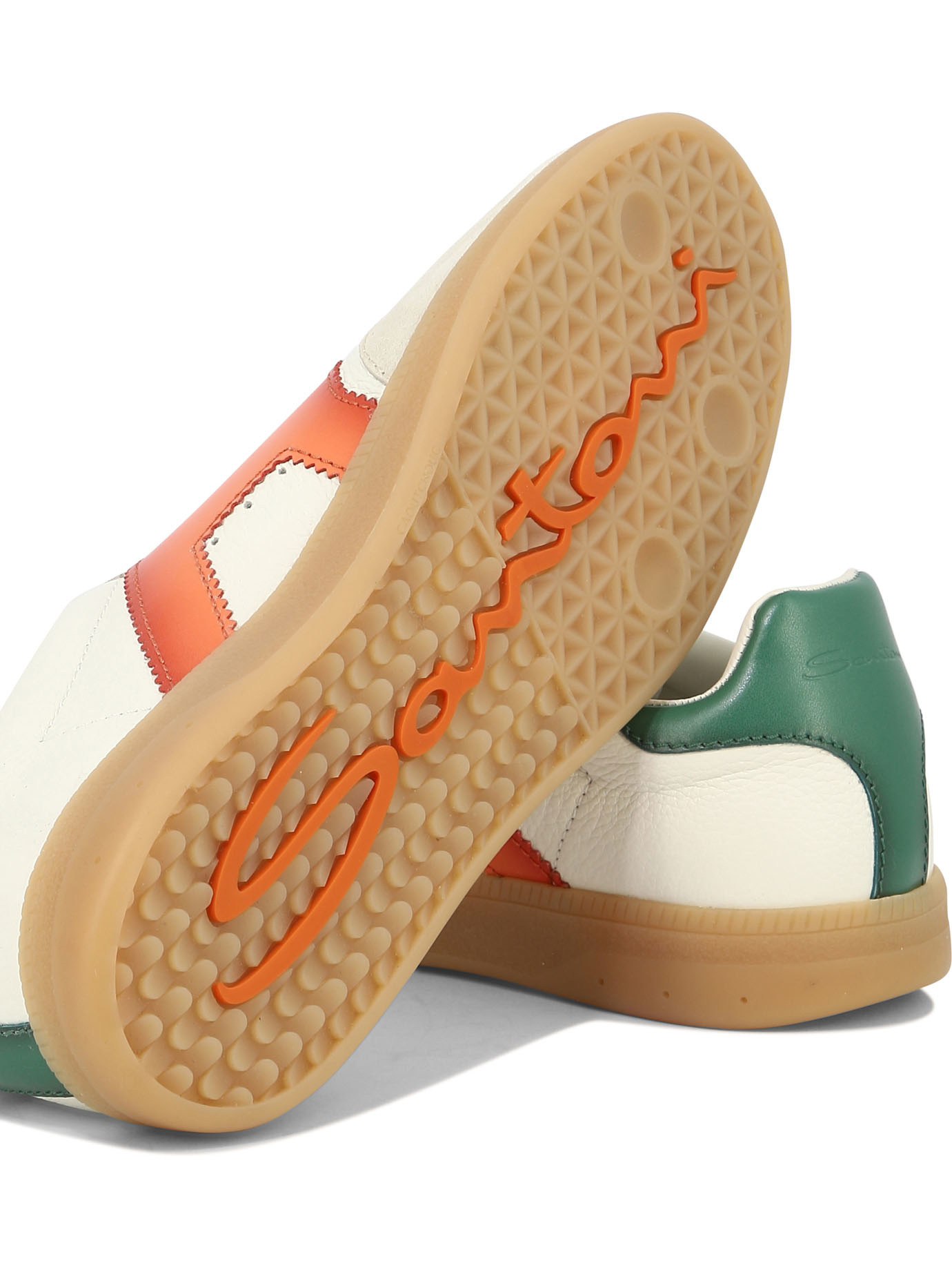 Santoni Dbs Sneakers With Contrast Panel And Rubber Sole In White
