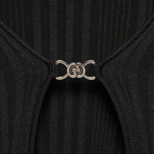 Gucci Cut-out Ribbed Crop Top In Black