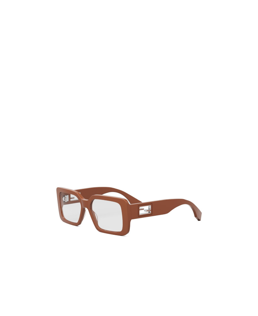 Fendi Fe50072i 050 Square Glasses In Brown