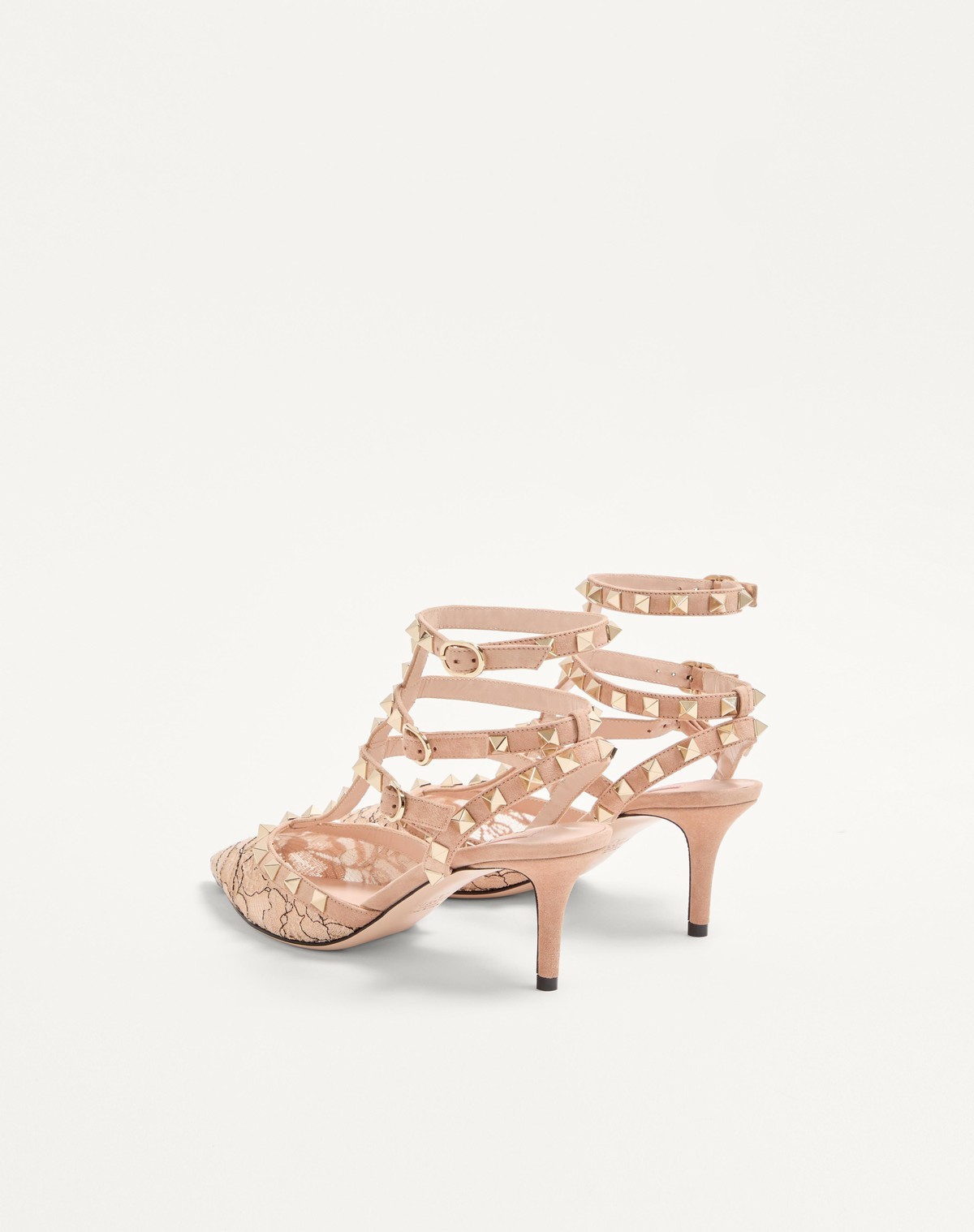 Valentino 65mm Rockstud Lace Ankle-strap Pumps In Multi