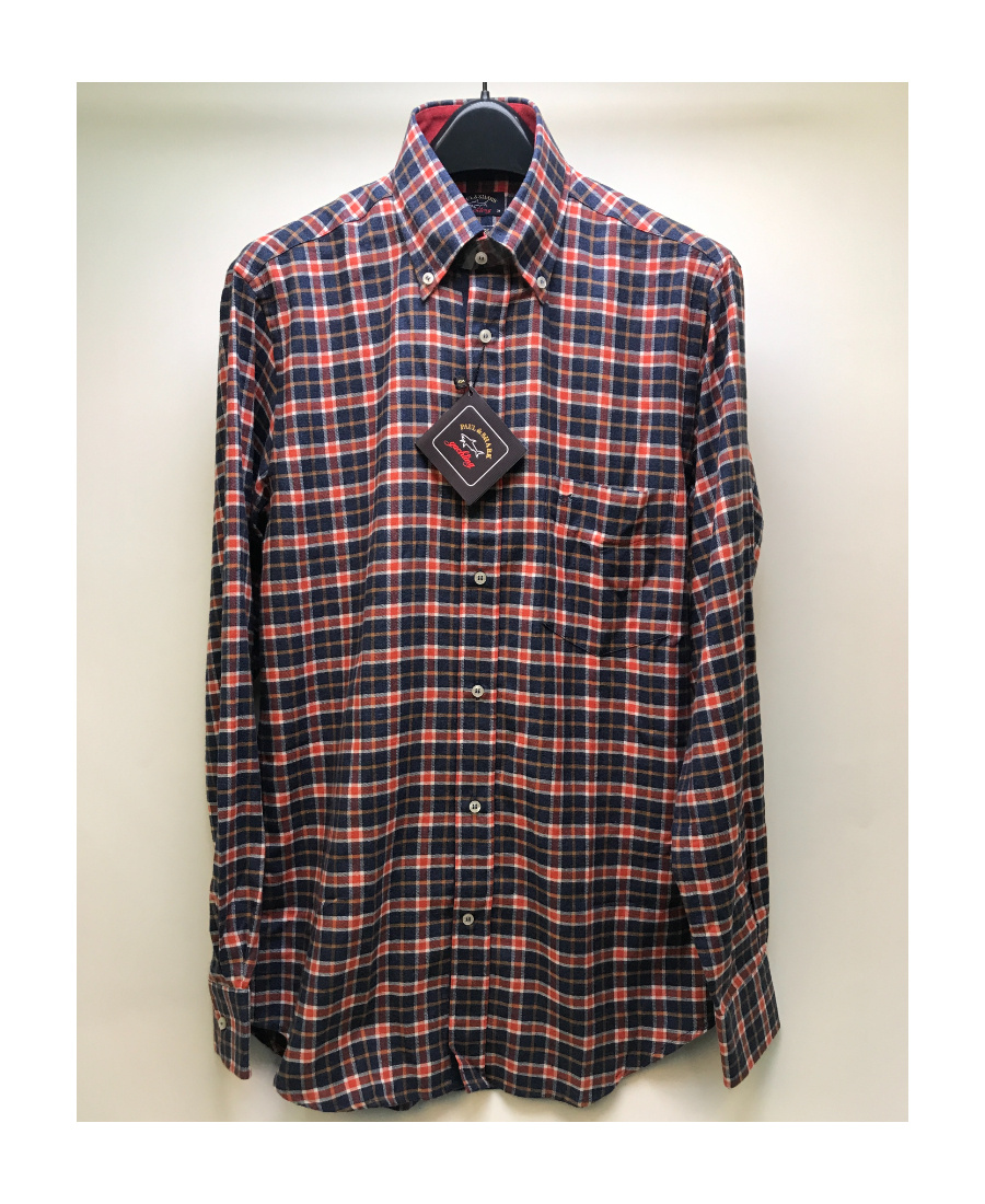 Shop Paul & Shark Lapel Plaid Long-sleeved Shirt In Black