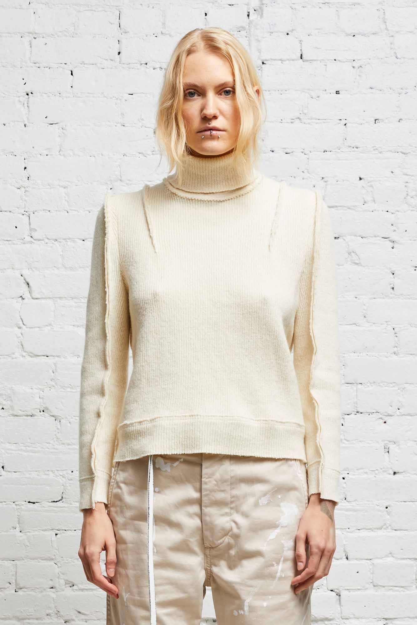 R13 RIB HIGH-NECKED WOOL SWEATER 