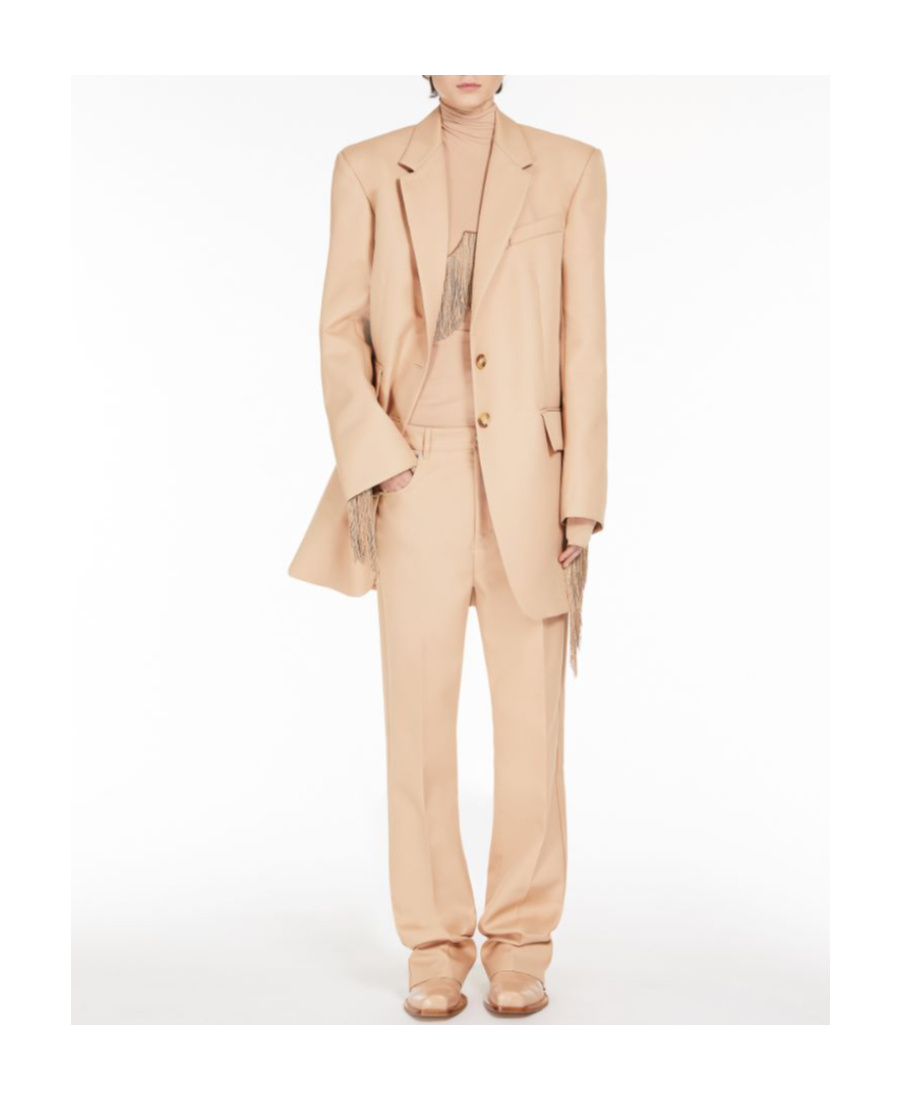 Sportmax Notched-lapels Single-breasted Blazer In Nude