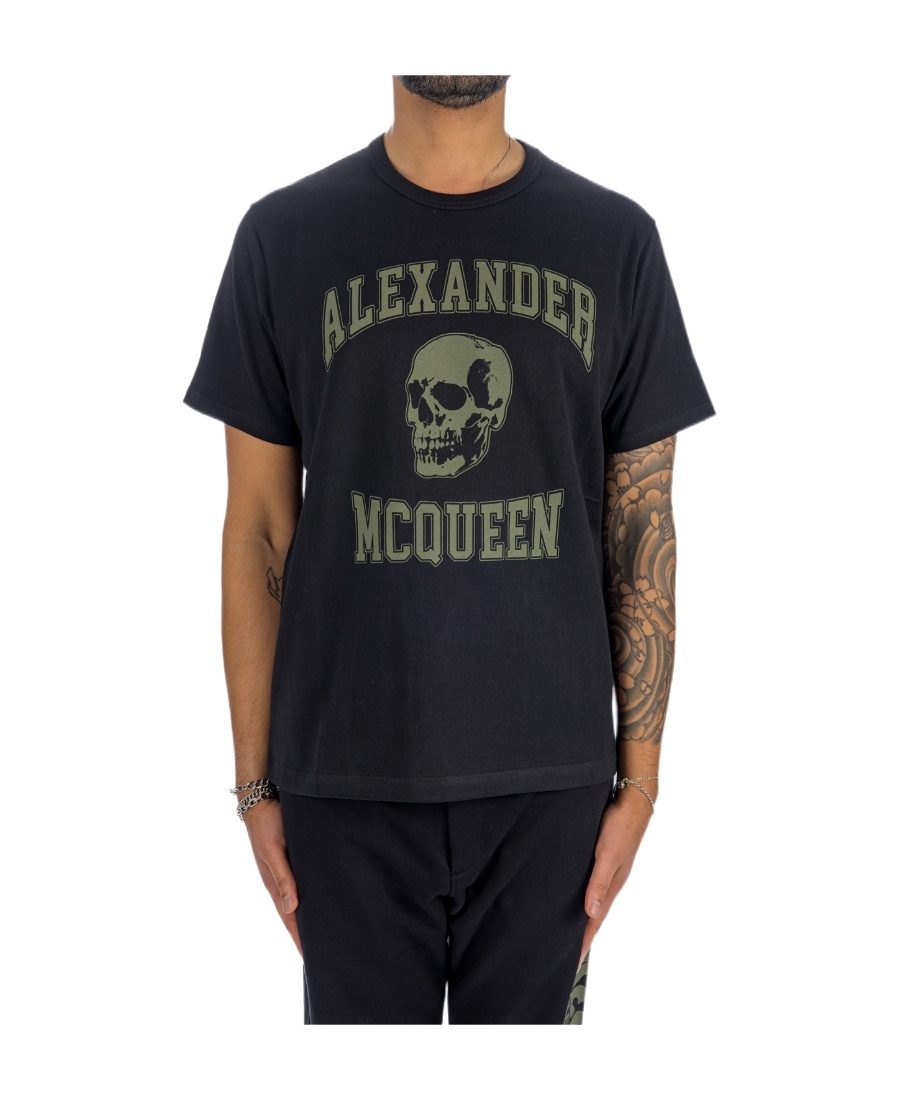 Alexander Mcqueen Logo Skull-print Cotton T-shirt In Black