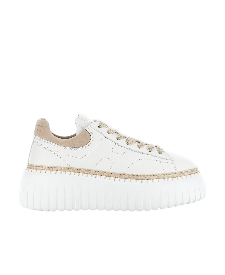 Hogan Leather H-stripes Platform Sneakers In White