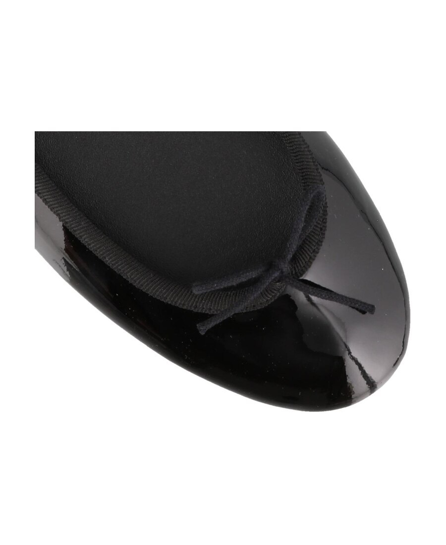 Repetto Bow Detail Patent Ballerina Shoes In Black