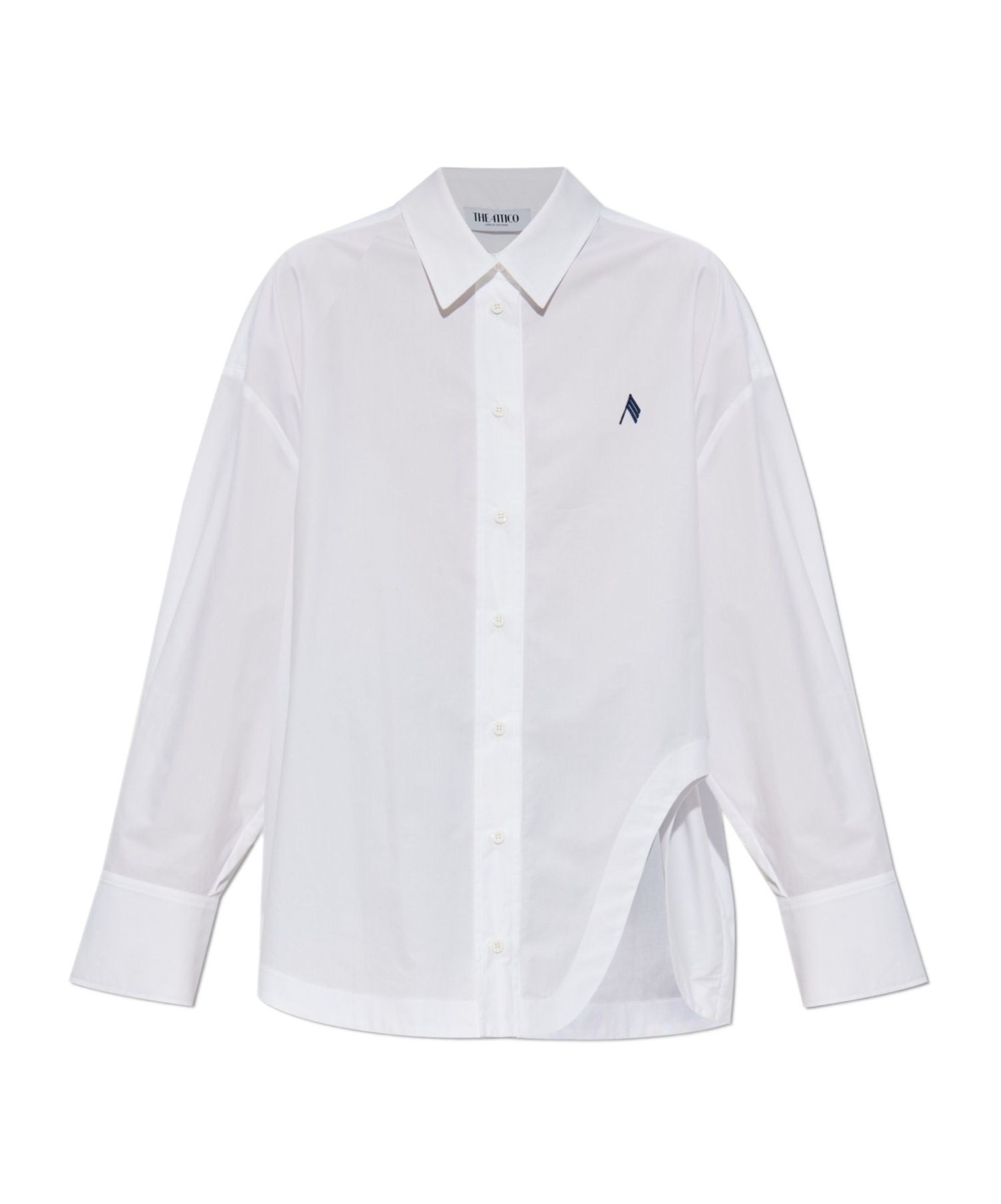 Attico Denim Overshirt With Slit Detail In White