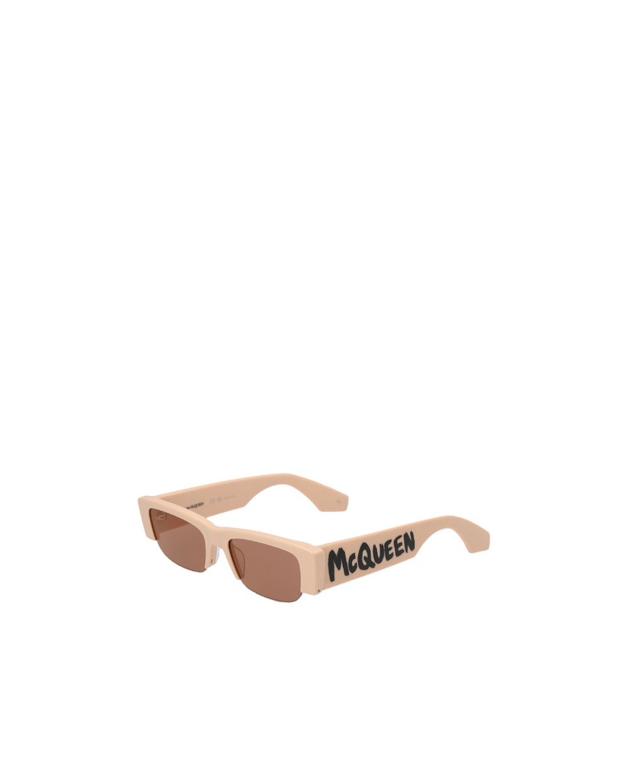 Alexander Mcqueen Logo Print Rectangle Sunglasses In Pink