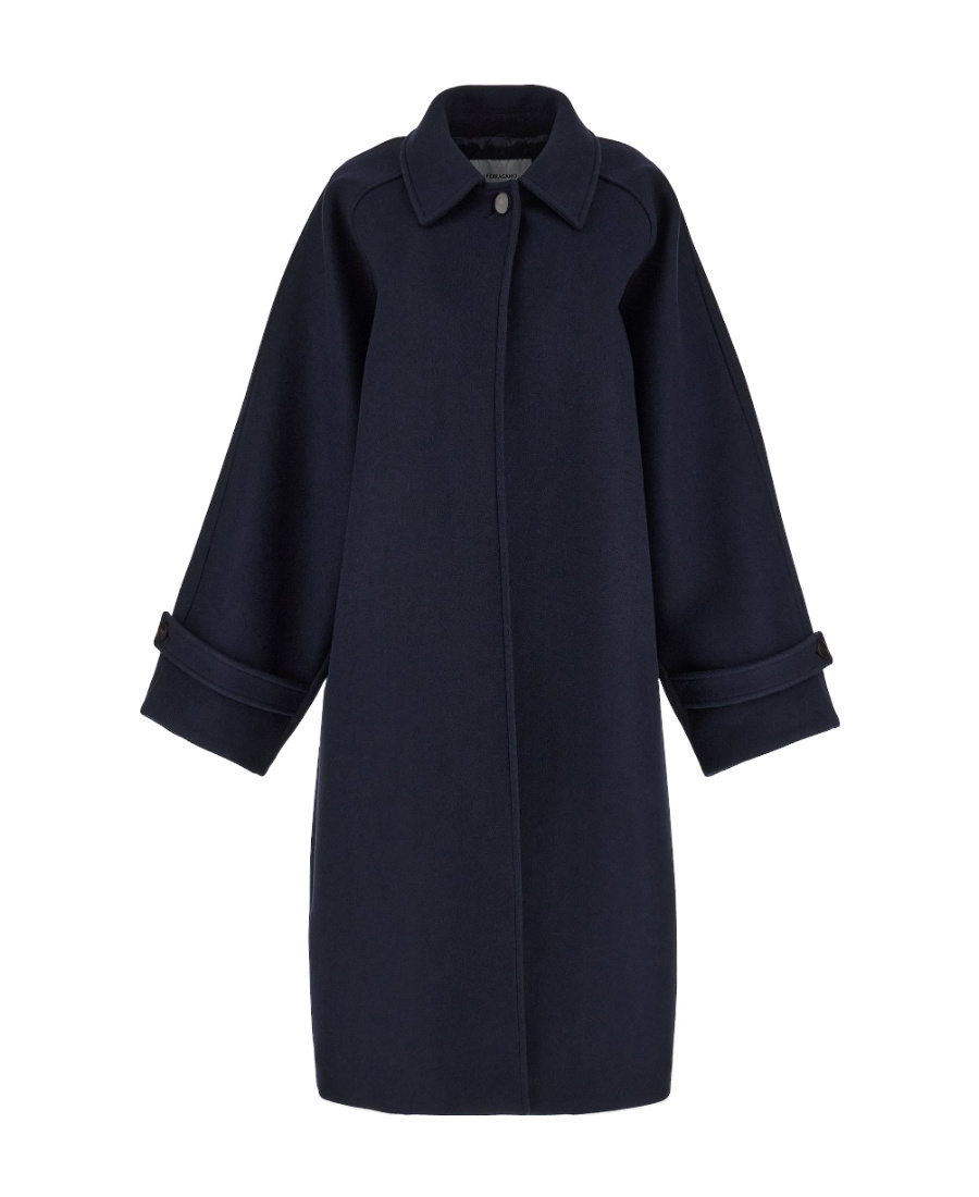 Shop Ferragamo Salvatore Single Breasted Long Sleeeved Coat In Black