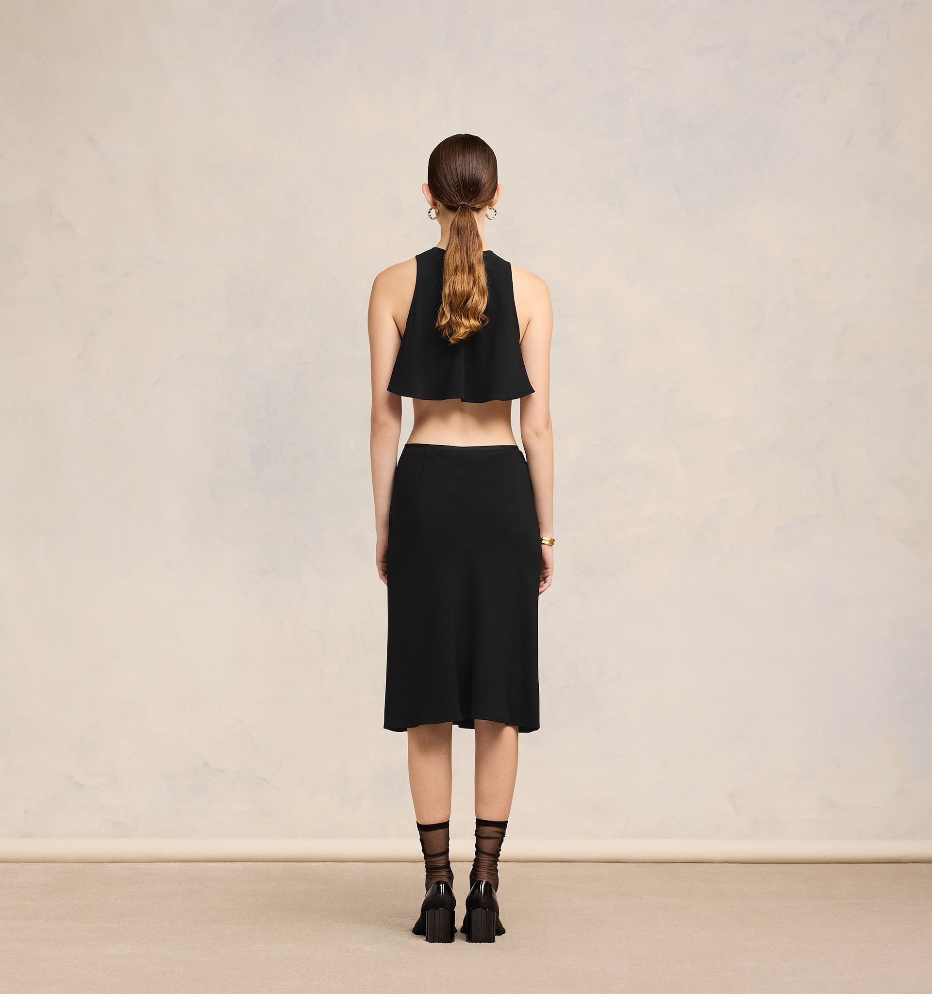 Ami Alexandre Mattiussi Flared Cropped Blouse In Black