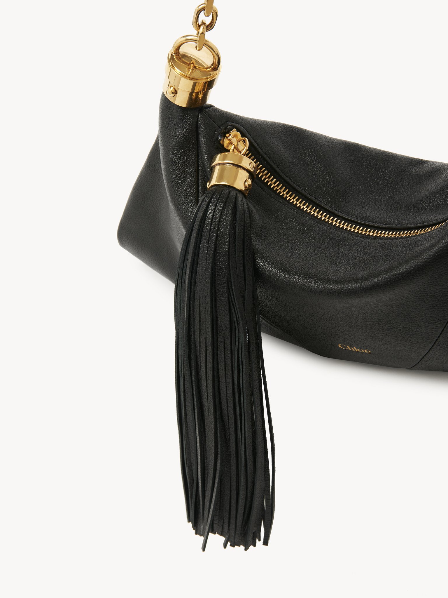 Chloé Small Foulard Tassel Shoulder Bag In Buffalo Leather In Green