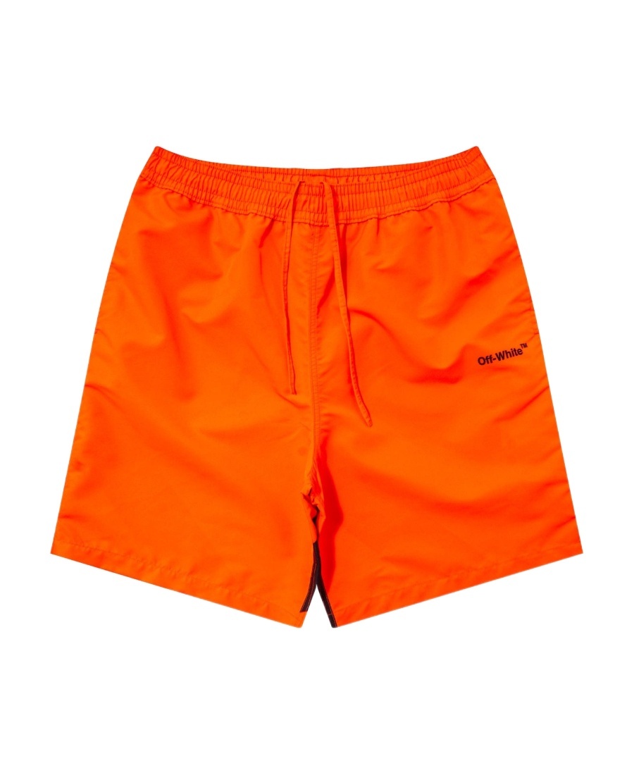 Off-white Diag Surfer Striped Swim Shorts In Red