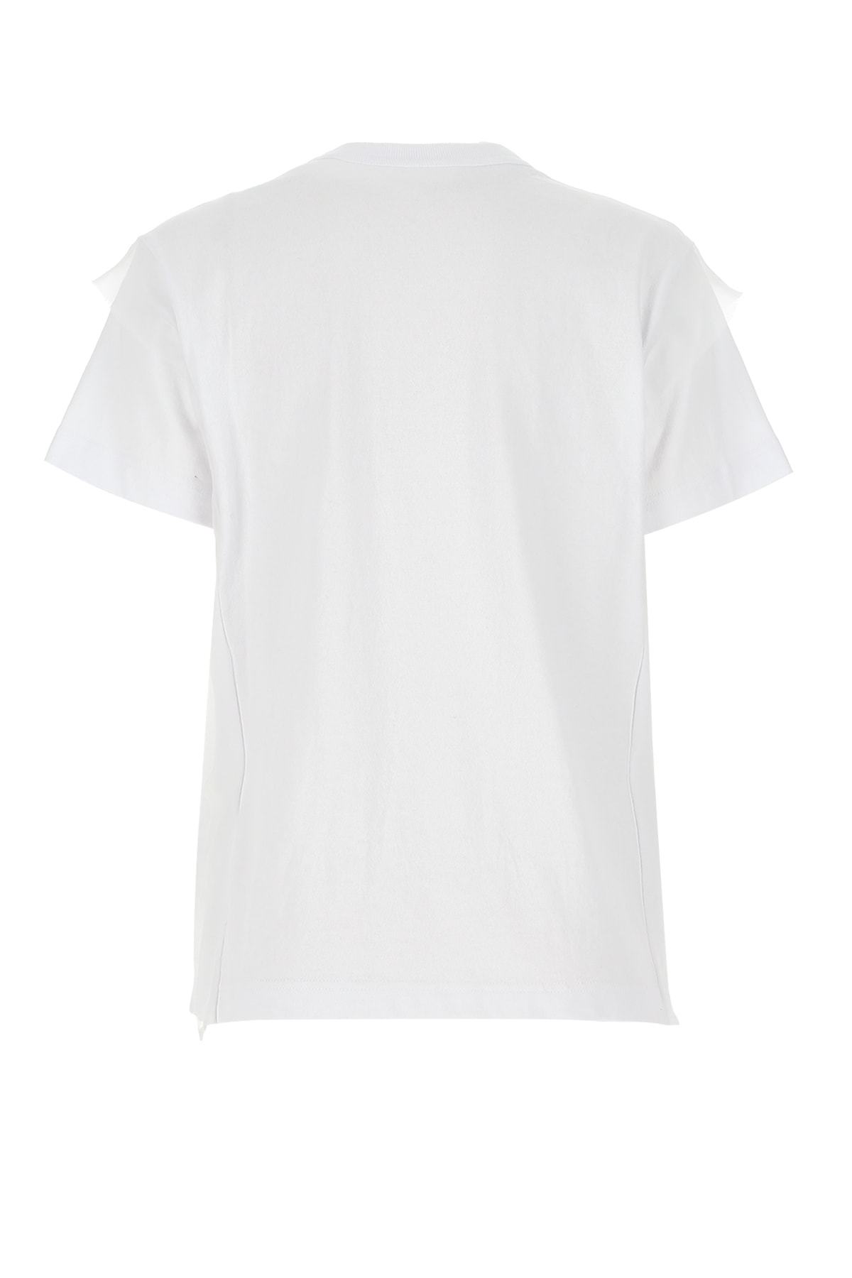 Shop Sacai Mesh-panel Cotton T-shirt In White