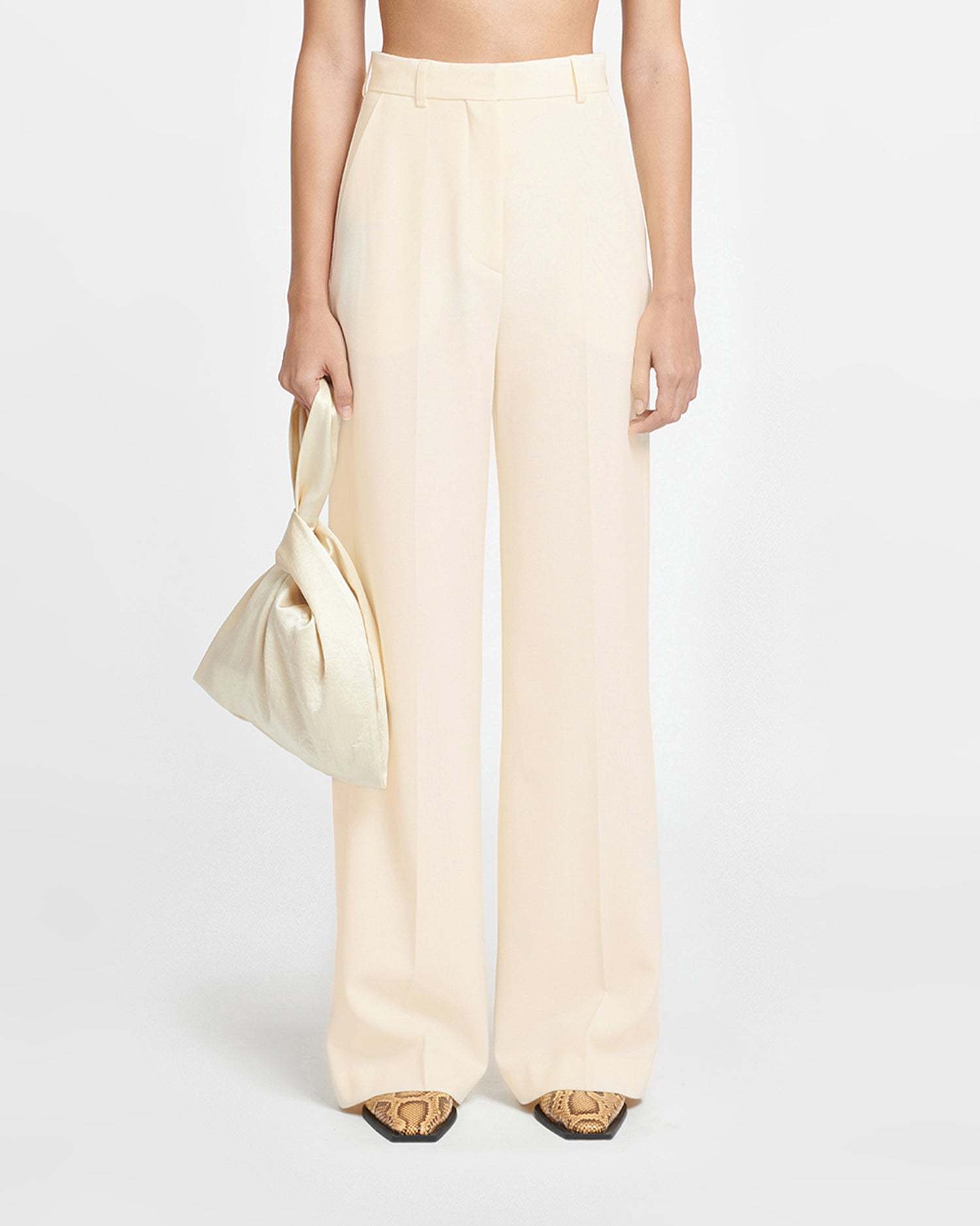 Nanushka Lanai High-waist Wide-leg Trousers In White