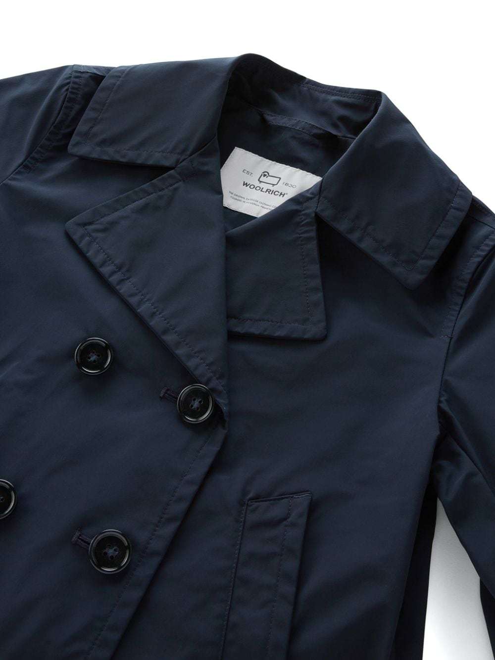 Woolrich Summer Double-breasted Peacoat In Black