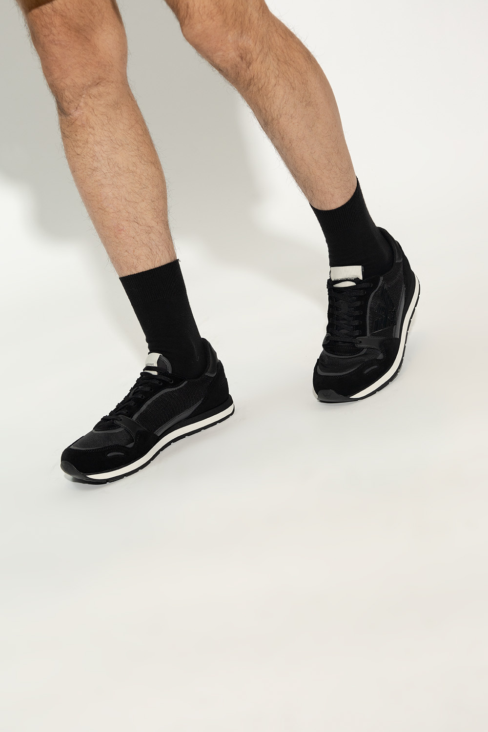Emporio Armani Panelled Low-top Sneakers In Black