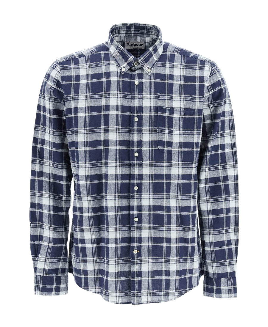 Barbour Checked Long-sleeved Buttoned Shirt In Blue