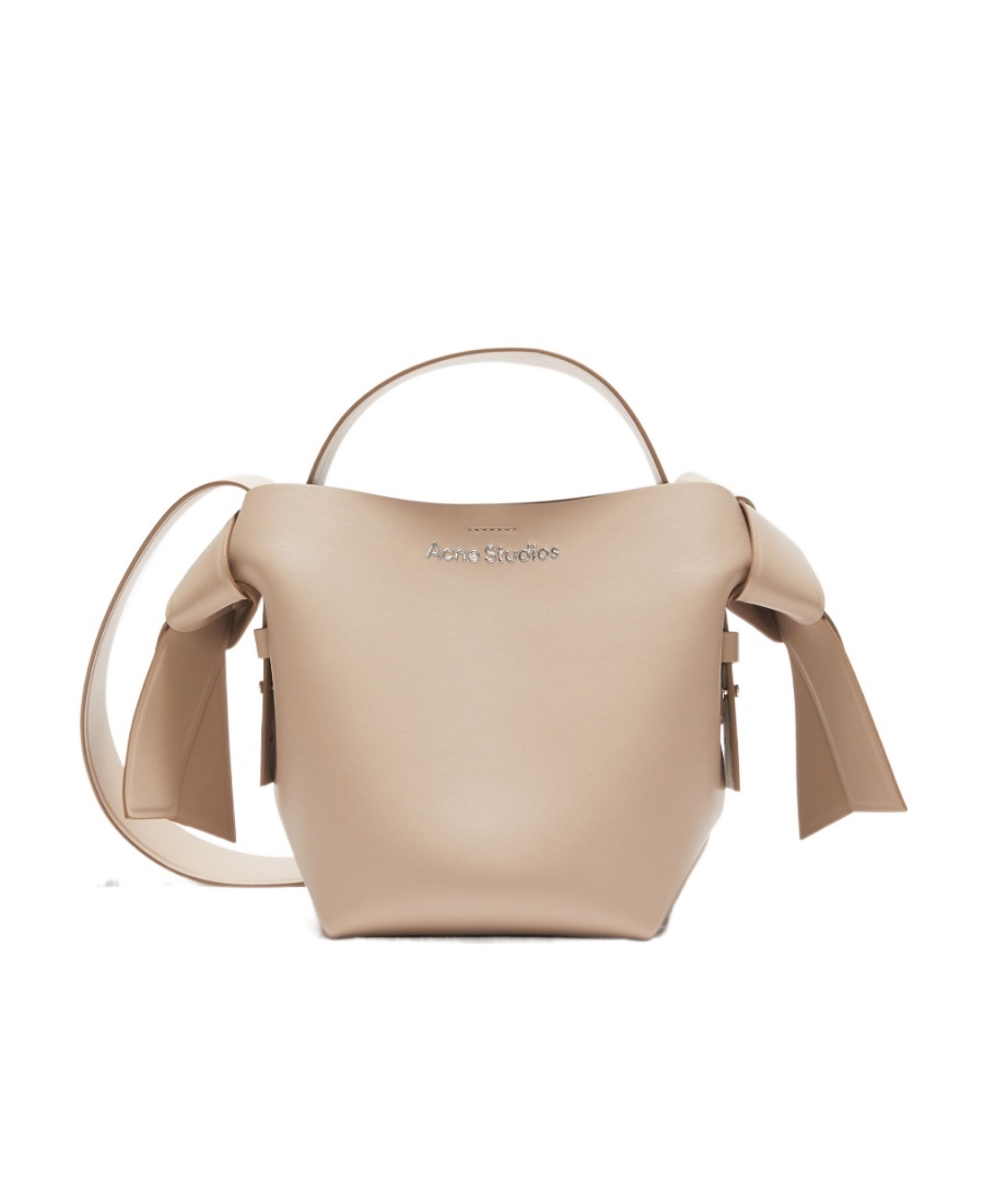 Acne Studios Mini Musubi Leather Top Handle Bag In Nude