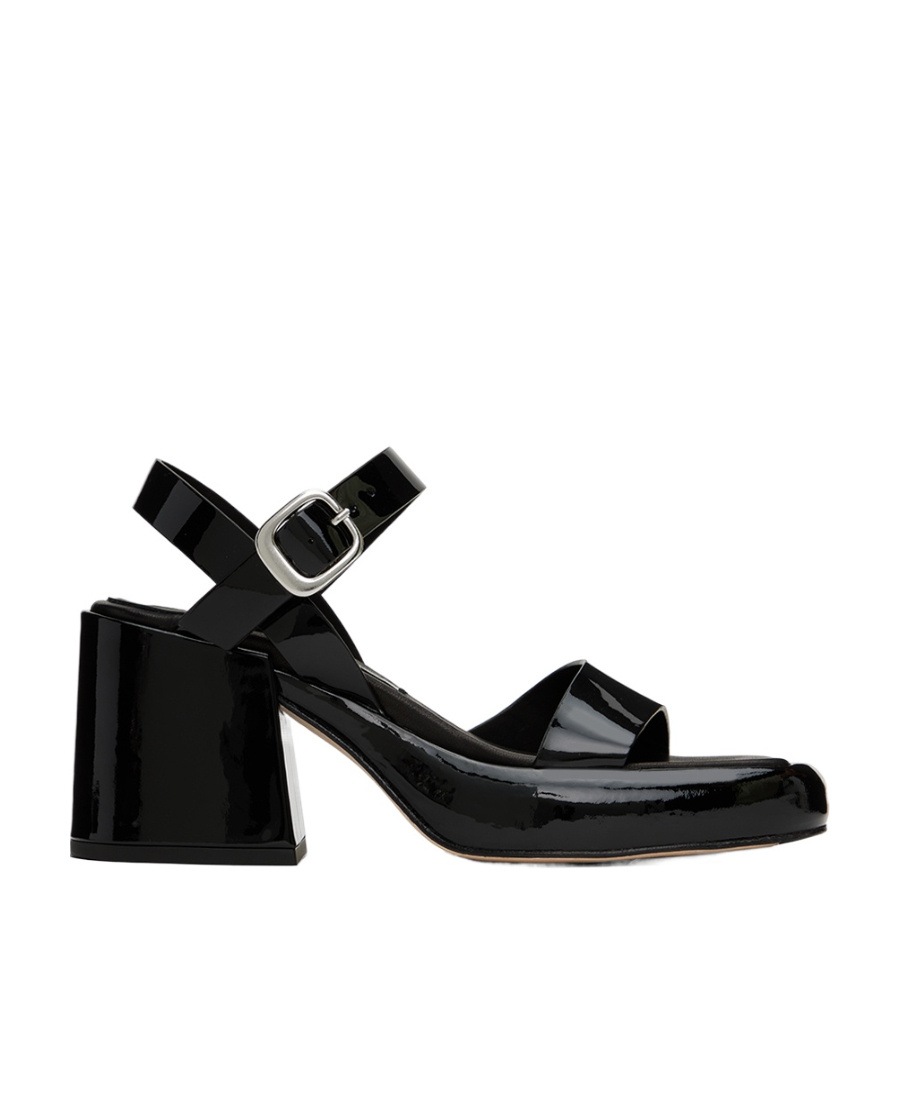 Shop Miista Square Head Open-ended High-heeled Sandals In Black