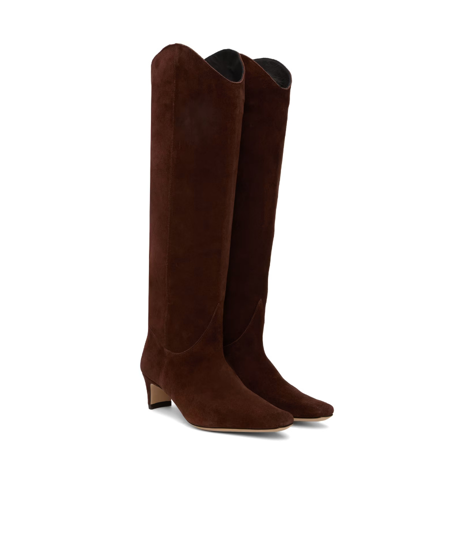 Staud Stitching Design High-heeled Boots In Brown