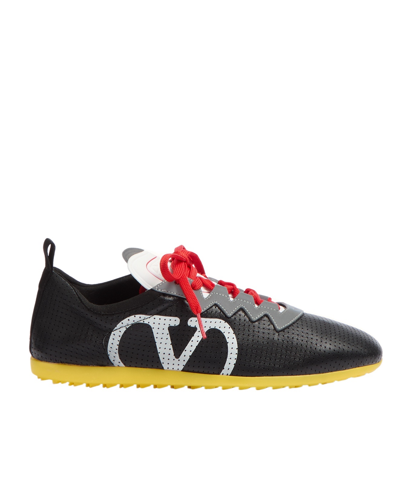 Valentino Garavani Black Sneakers With Asymmetric Toe And Vlogo Detail On The Side In Tech Fabric Ma In Black
