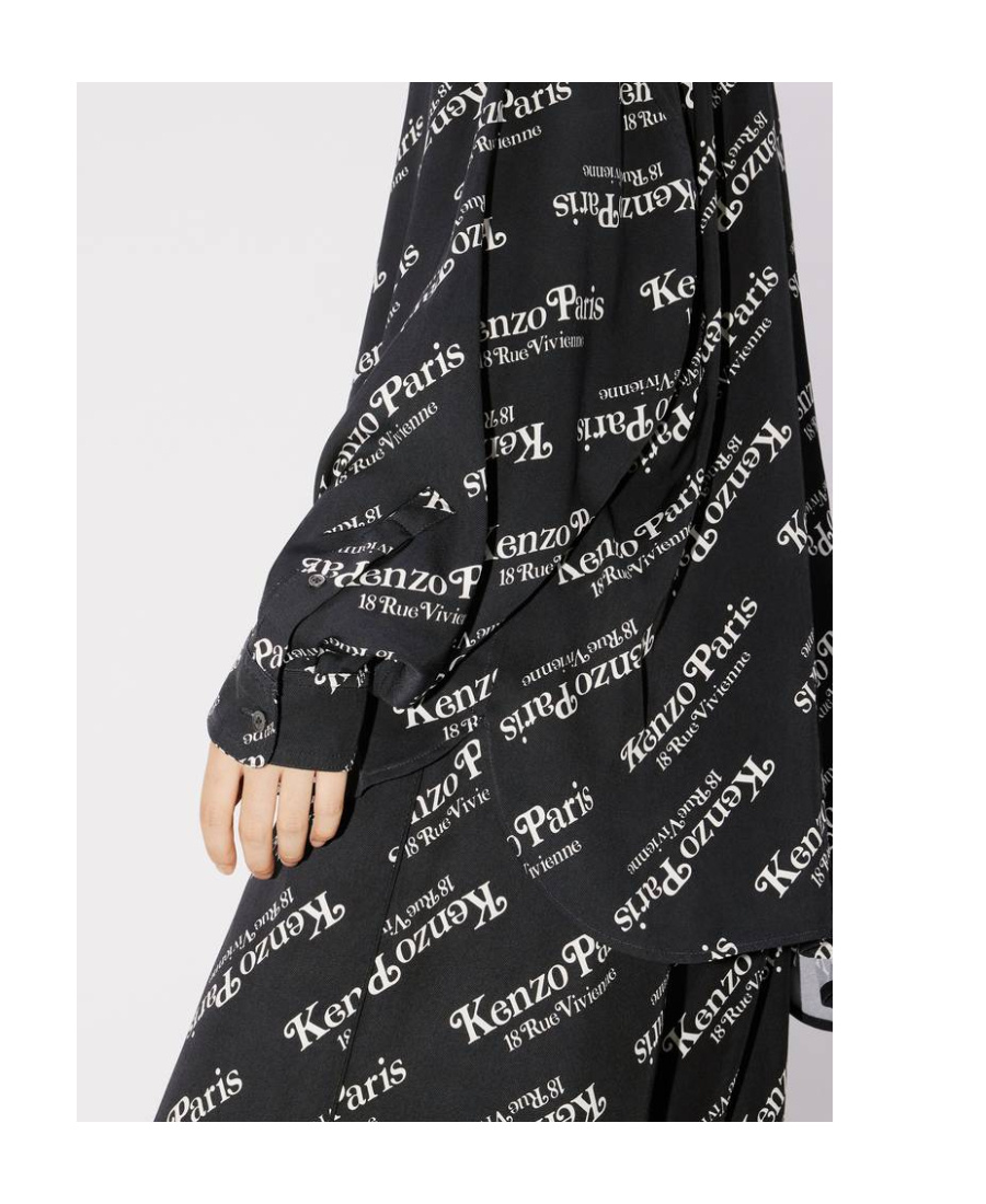 Kenzo Logo-print Twill Shirt In Black