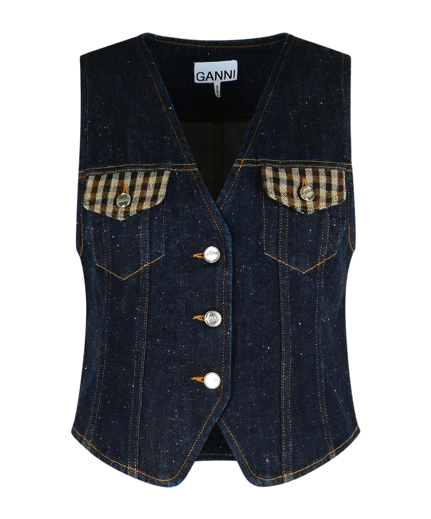 Ganni Neppy Denim Vest In Blue