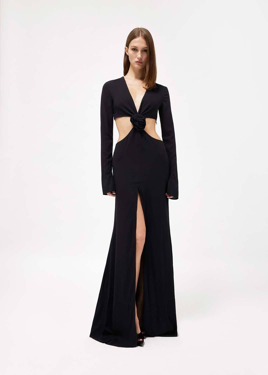 BLUMARINE BLUMARINE ROSE DETAILED CUT-OUT LONG DRESS