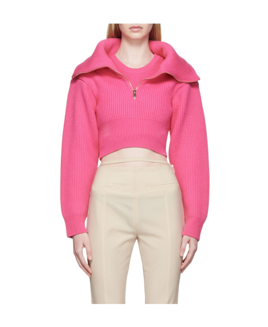 Jacquemus La Maille Risoul Cropped Wool Jumper In Pink