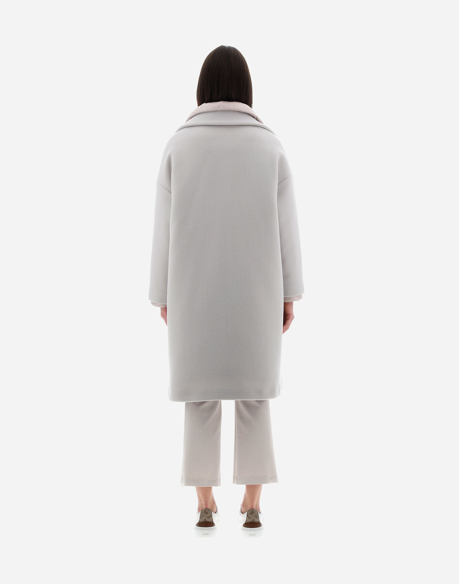 Herno Beige Long Casual Jacket In Gray