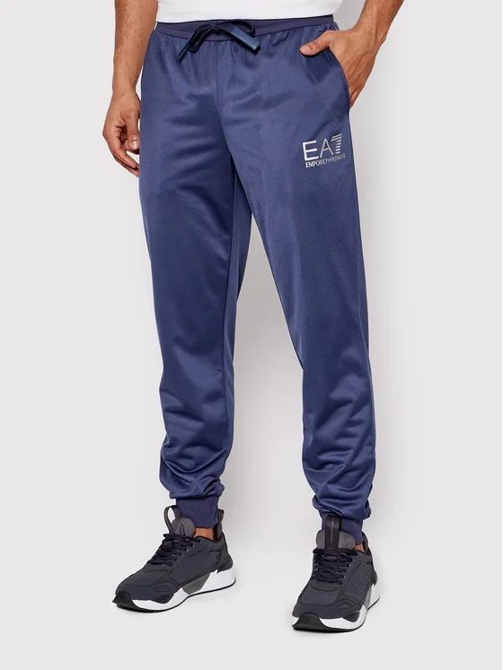 Ea7 Logo Casual Jacket And Sweatpants Set In Blue
