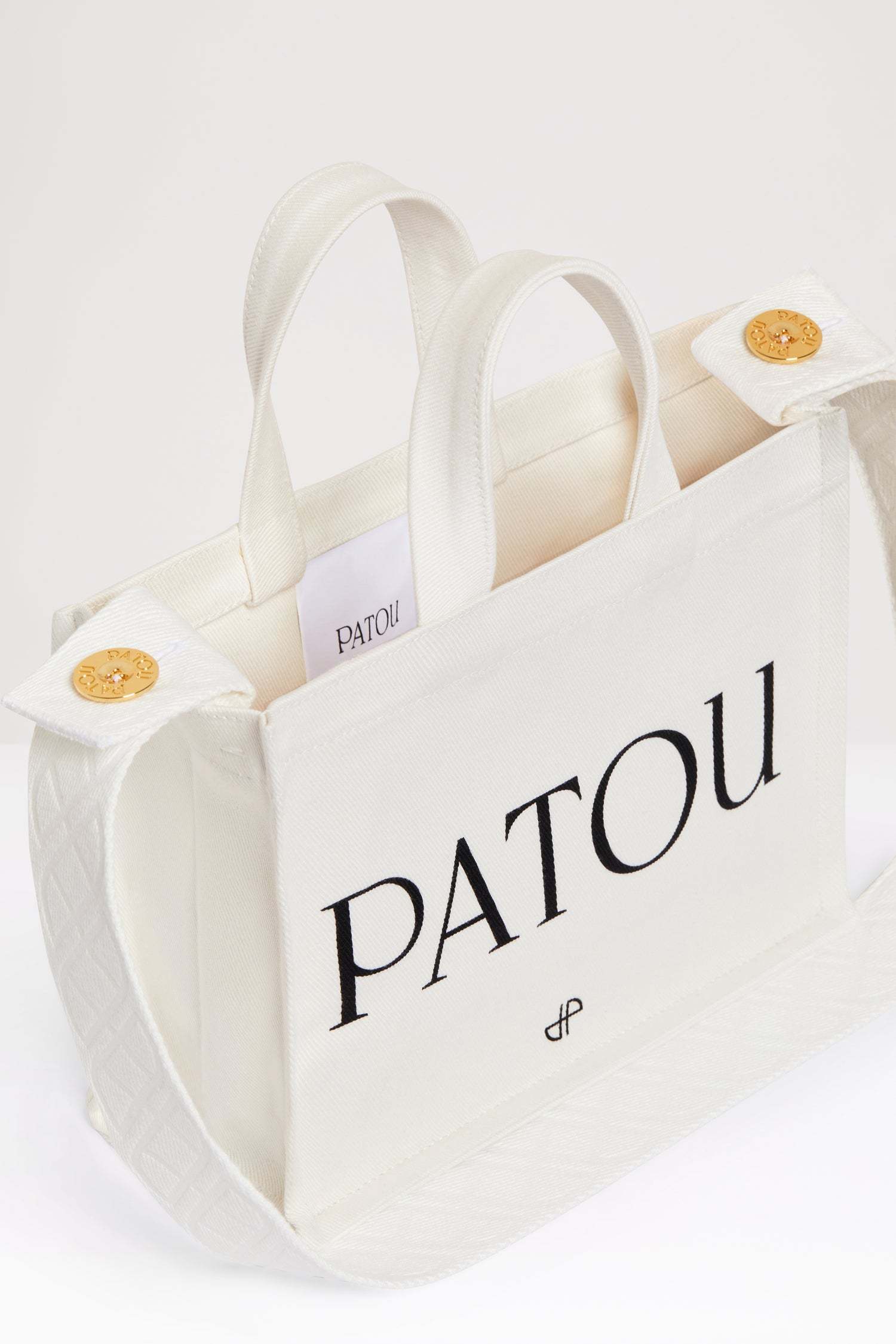 Patou Small Logo-printed Top Handle Bag In White