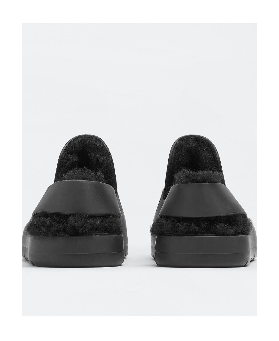 BOTTEGA VENETA PUDDLE SHEARLING-LINED SLINGBACK MULES