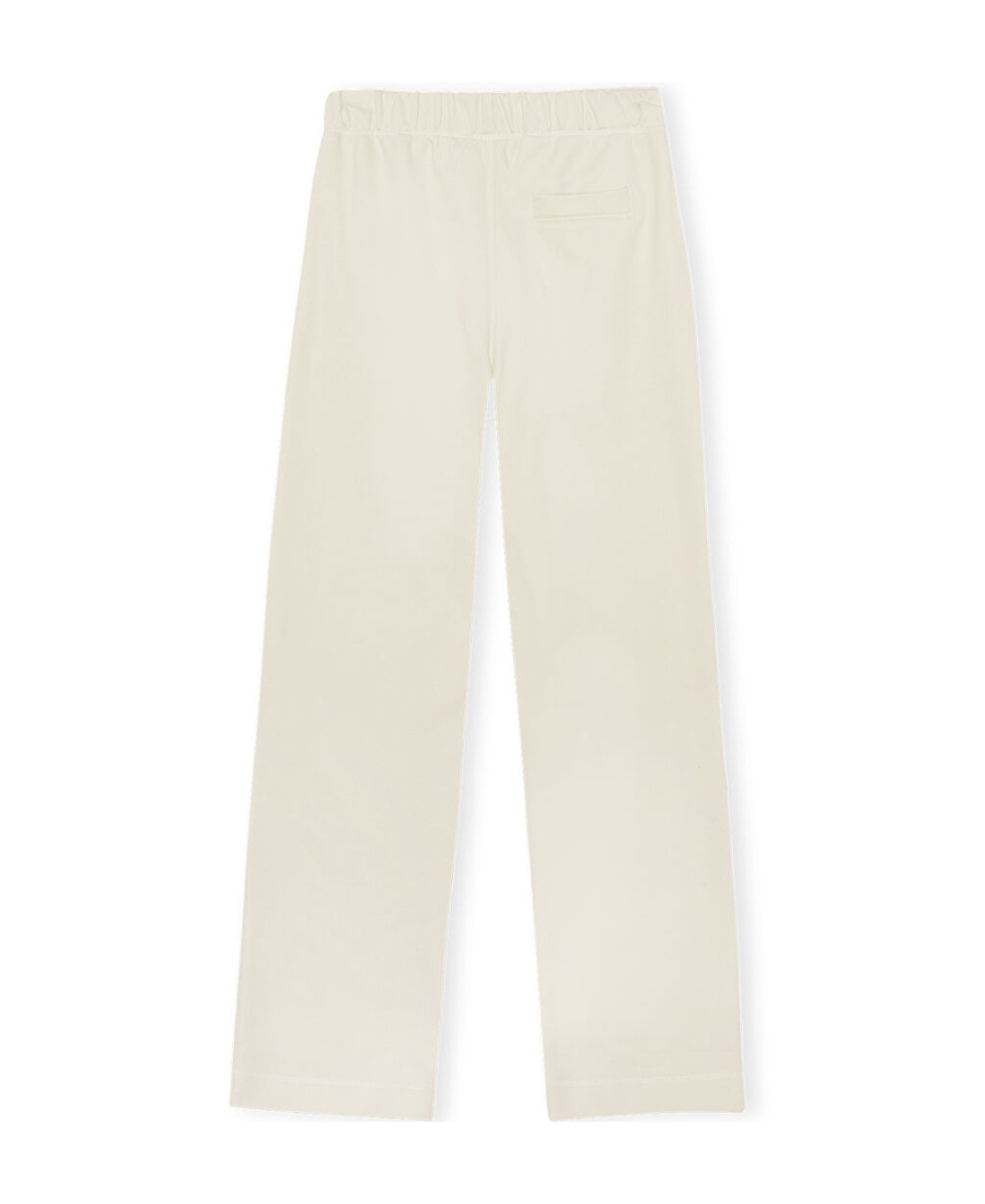Ganni Mid Rise Wide Leg Trousers In White