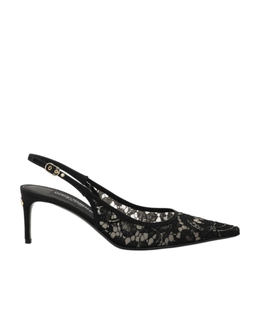 Dolce & Gabbana Pointed-toe Lace-panelled Pumps In Black
