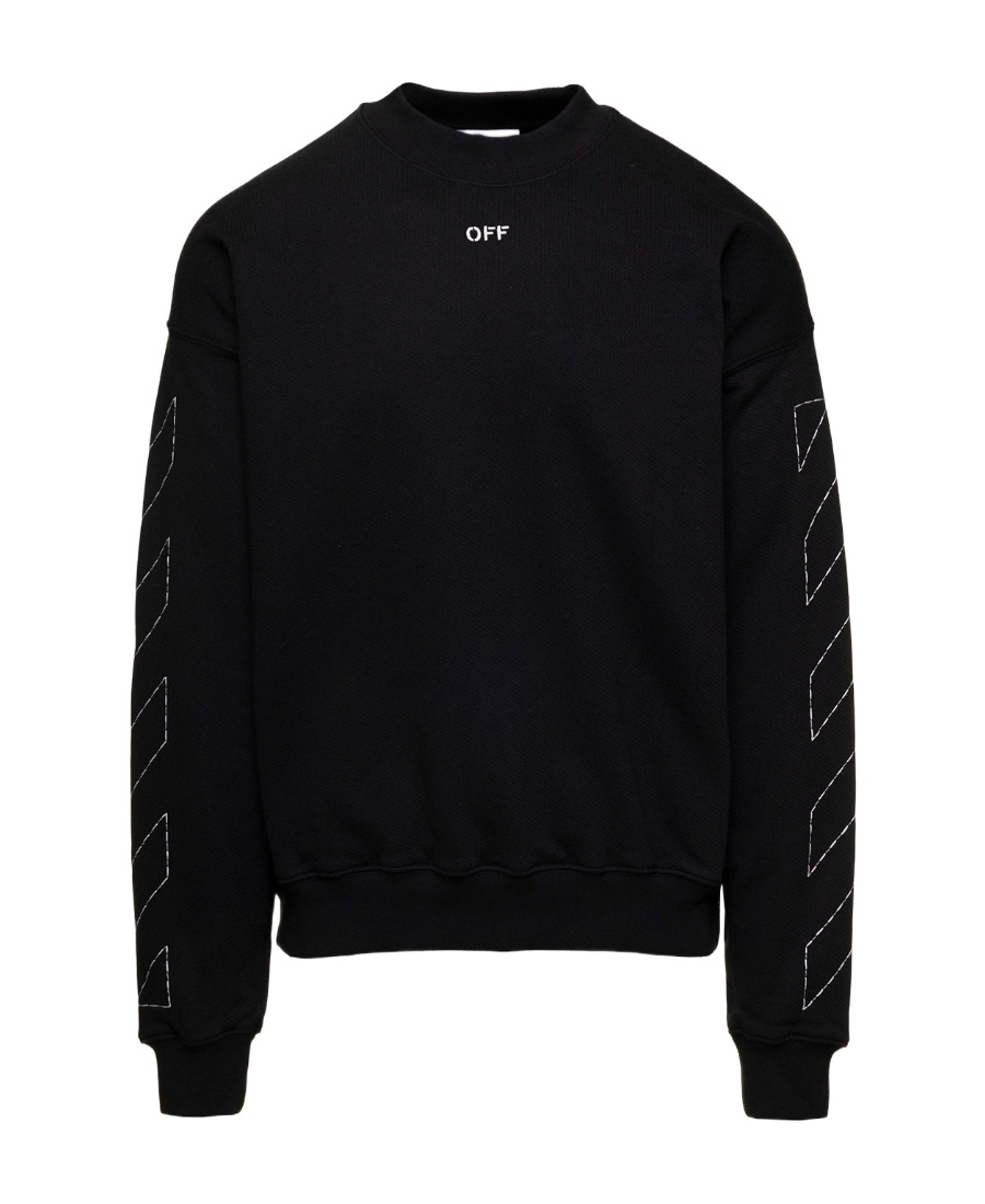 Off-white Regular Fit Jersey With Distinctive Logo And Textured Detailing In Black