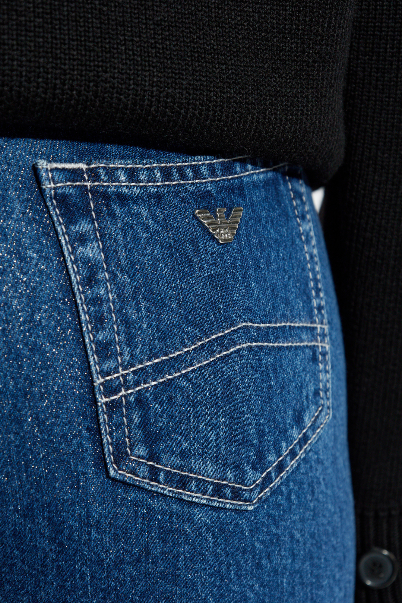 Shop Emporio Armani Cotton Cropped Jeans In Blue