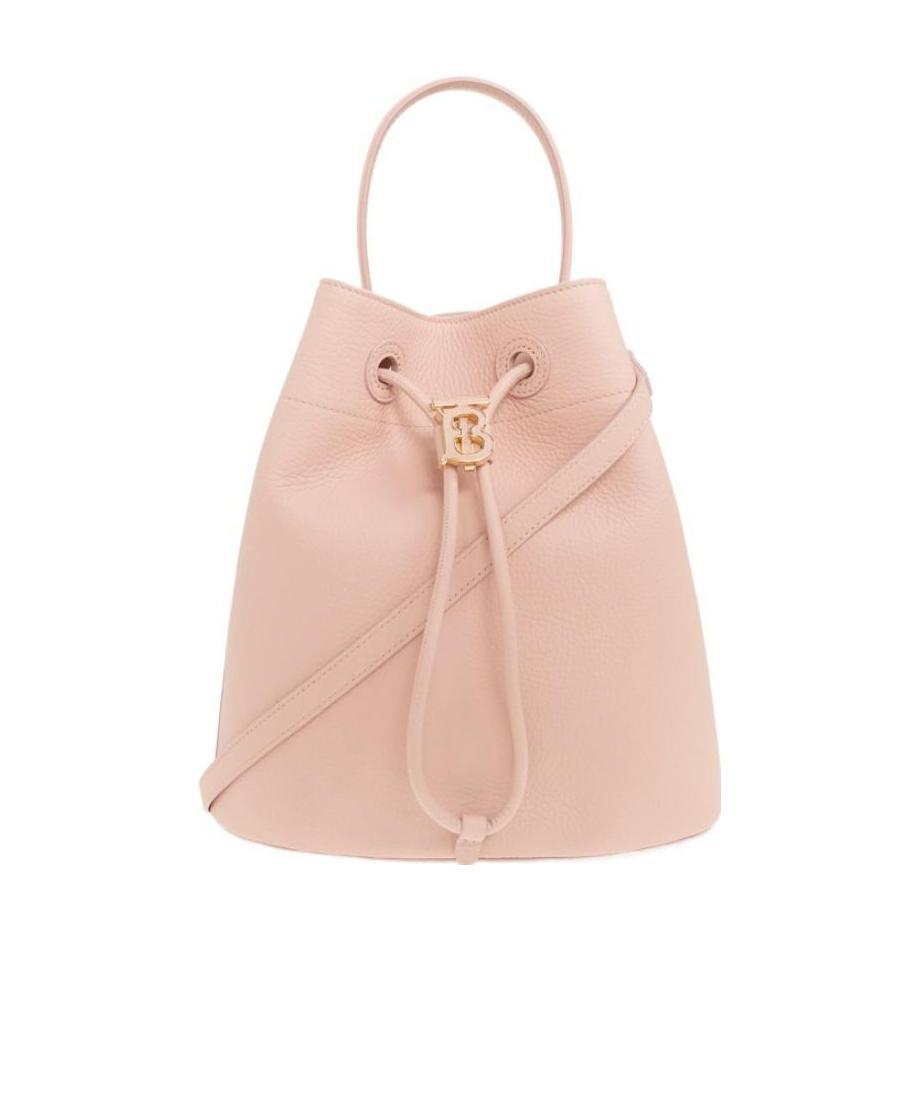 Burberry Grained Leather Bucket Bag With Tb Application In Pink