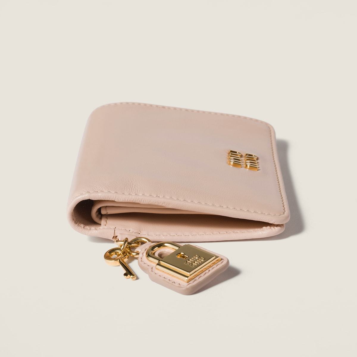 Miu Miu Small Leather Wallet In Neutral