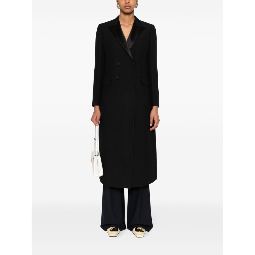 Fabiana Filippi Notched-collar Double-breasted Coat In Black