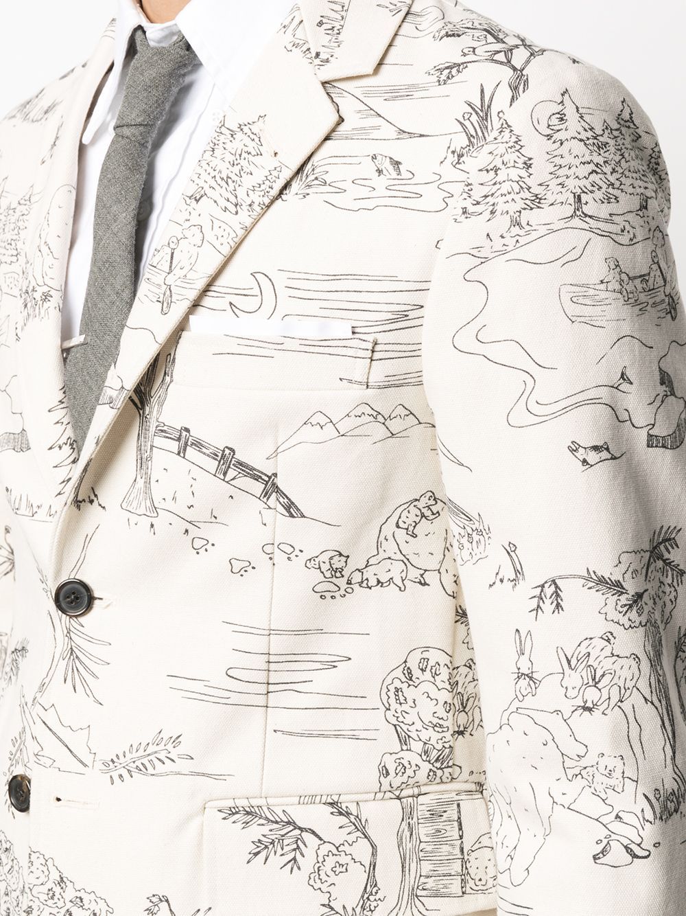 THOM BROWNE SKETCH-PATTERN SINGLE-BREASTED BLAZER JACKET