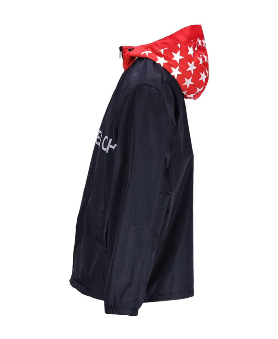 Givenchy Logo-print Hooded Jacket In Blue