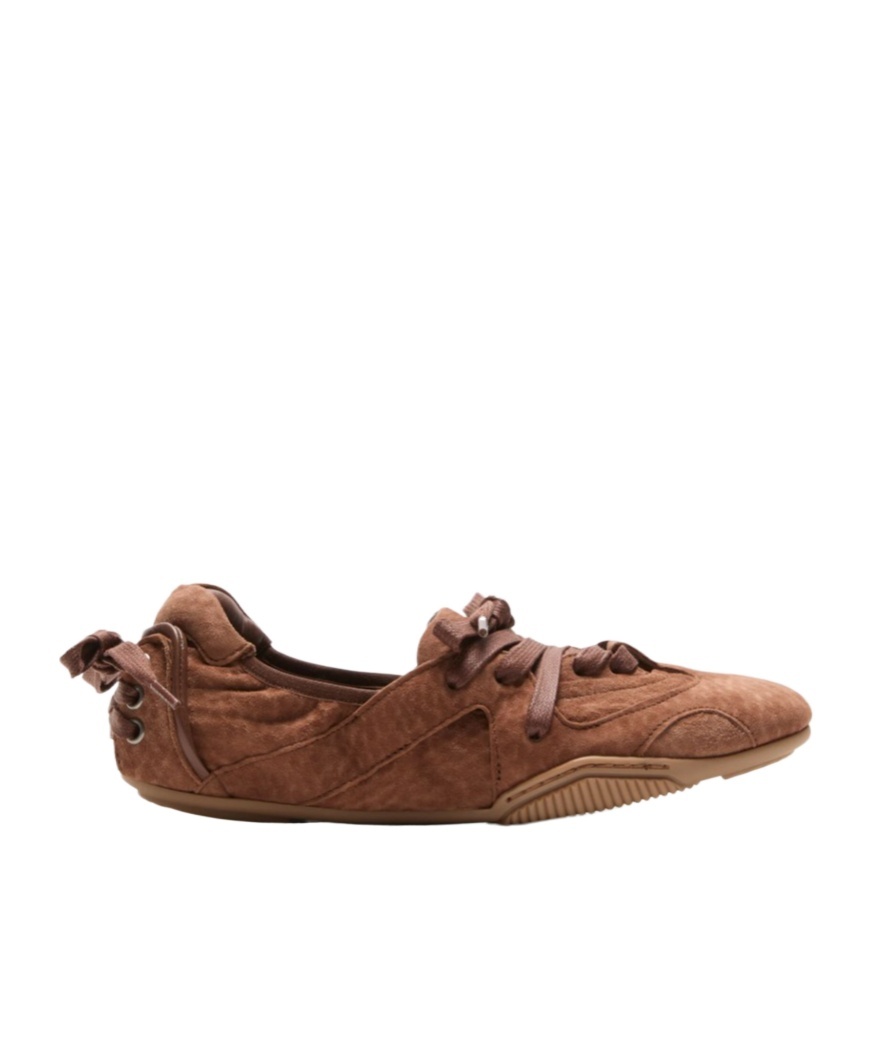 Acne Studios Leather Trimmed Paneled Suede Flats Brown In Brown
