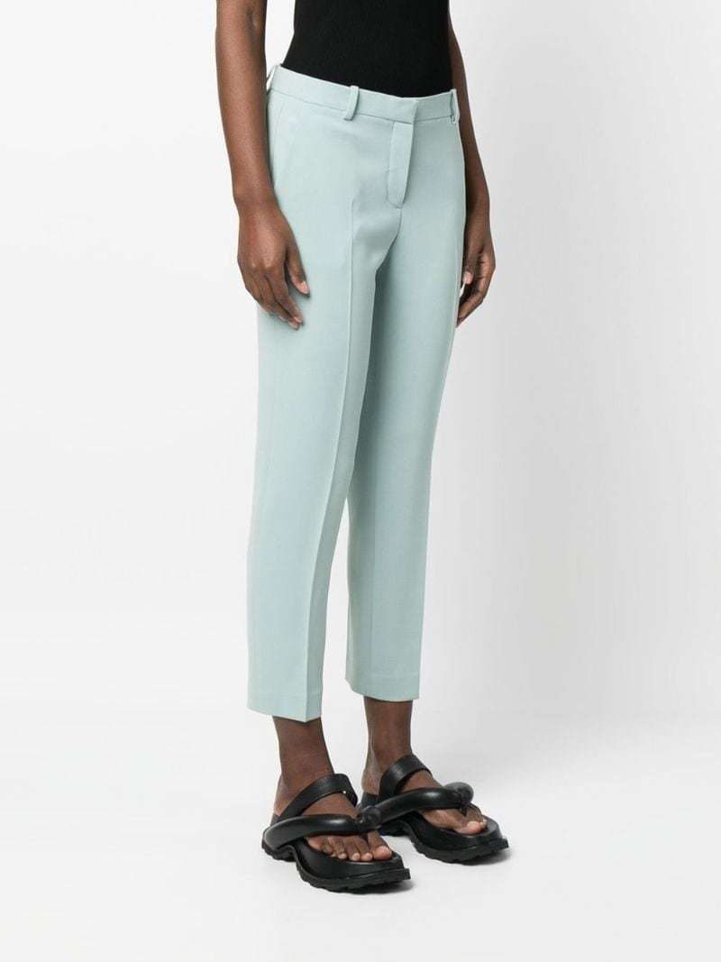 Theory Tapered Cropped Trousers In Green