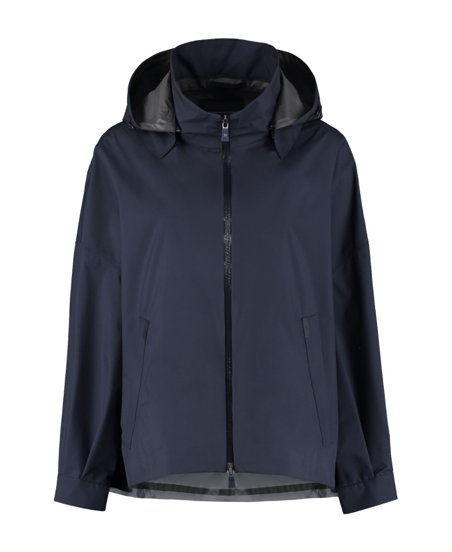 Herno Zip-up Hooded Jacket In Blue