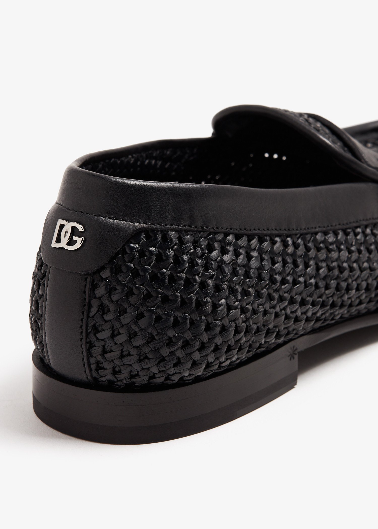 Dolce & Gabbana Men Black Slip-on Loafers In Woven Rafia Man  display picture 2